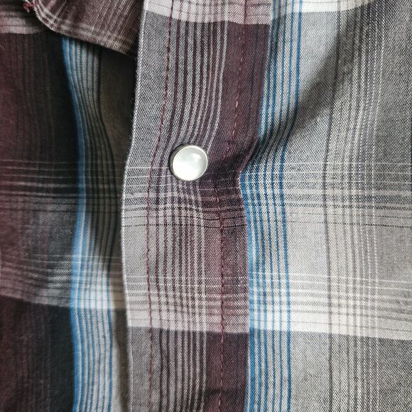 Ely Cattleman Western Shirt Mens LG Tall Plaid Pearl Snap Short Sleeved - Picture 4 of 4